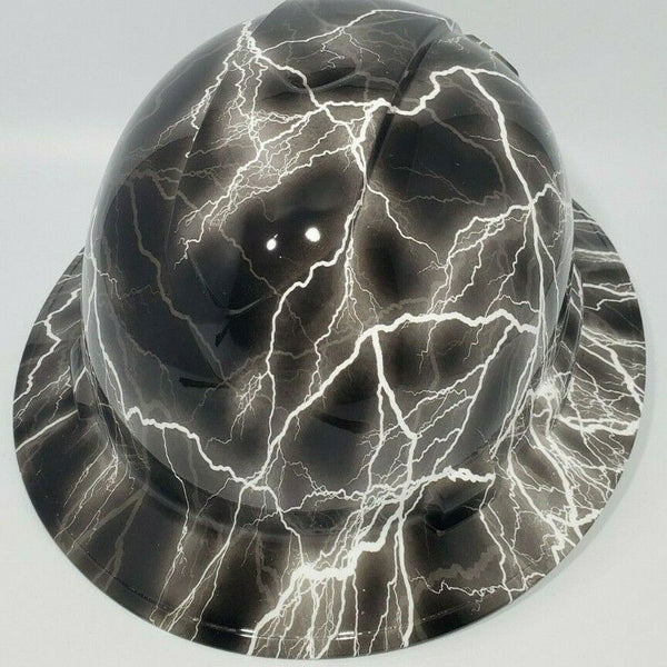Full Brim Hard Hat Hydro Dipped White Lightning