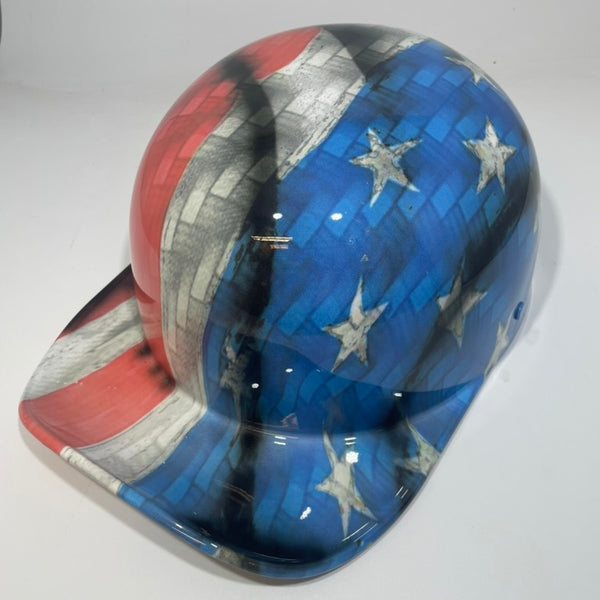 Baseball Cap Style Motorcycle Helmet Carbon American Flag