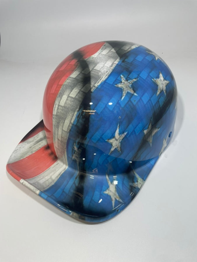 Baseball Cap Style Motorcycle Helmet Carbon American Flag