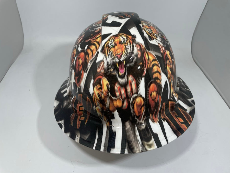 Full Brim Hard Hat Custom Hydro Dipped Bengals White Fathead