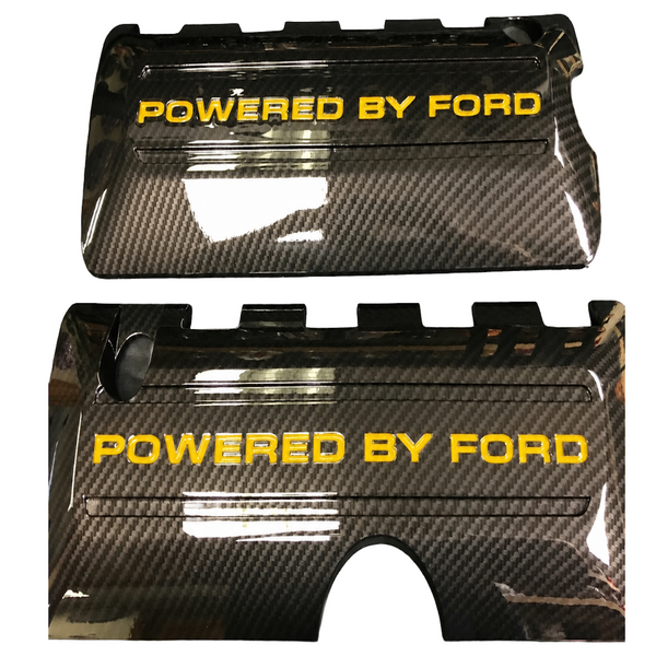 Custom Hydro Dipped Carbon Fiber 2011+ Mustang Powered By Ford Blaze Yellow Coil Covers