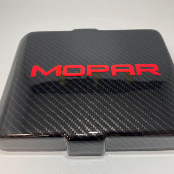 Custom Hydro Dipped Carbon Fiber Red MOPAR Fuse Box Lid Cover Charger/Challenger 2015+ Chrysler 2011+