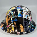 Full Brim Hard Hat Custom Hydro Dipped ANIME CROSSOVER STICKER BOMB 1