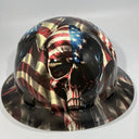 Full Brim Hard Hat Hydro Dipped American Flag Bad Ass Skull
