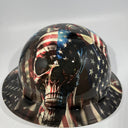 Full Brim Hard Hat Hydro Dipped American Flag Bad Ass Skull