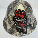 Full Brim Hard Hat Hydro Dipped FAFO DIRTY HANDS CLEAN MONEY