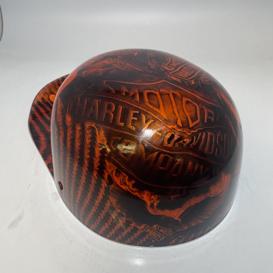 Baseball Cap Style Motorcycle Helmet Electric Orange Carbon Fiber Harley Davidson