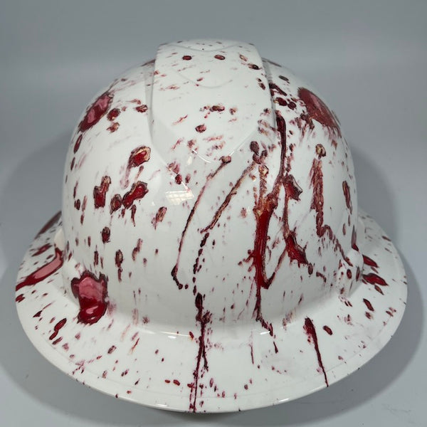 Full Brim Hard Hat Hydro Dipped CRIME SCENE BLOOD SPLATTER 2