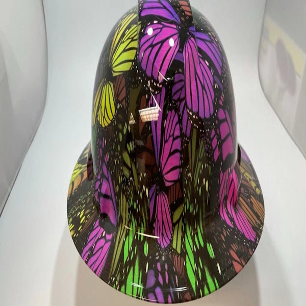 Full Brim Hard Hat Hydro Dipped Butterflies 3