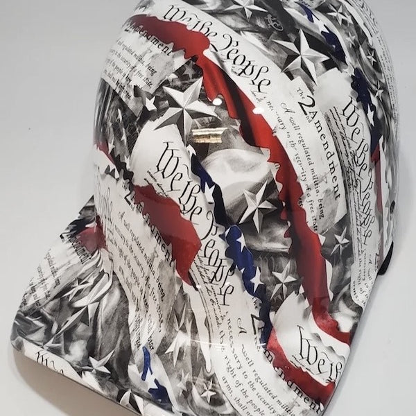 Baseball Cap Style Motorcycle Helmet WE THE PEOPLE SECOND AMENDMENT