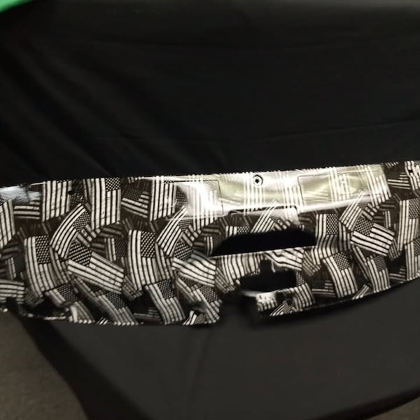 Custom Black and White American Flags Hydro Dipped Upper Radiator Cover for Silverado, Tahoe & Cadillac