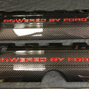 Mustang 5.0 Coil Cover Set & Engine Cover. Carbon Fiber With Painted Lettering In Kona Blue