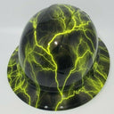 Full Brim Hard Hat Hydro Dipped Safety Green Lightning