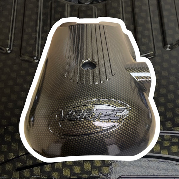 Custom Gold Candy Carbon Fiber Carbon Fiber Hydro Dipped Engine/Fuse Box Covers for Silverado, Tahoe &amp; Cadillac
