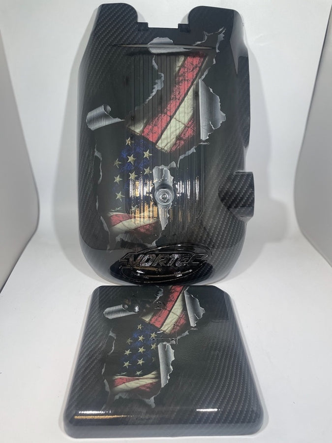 Custom Carbon Fiber American Flag Hydro Dipped Engine/Fuse Box Covers for Silverado, Tahoe &amp; Cadillac