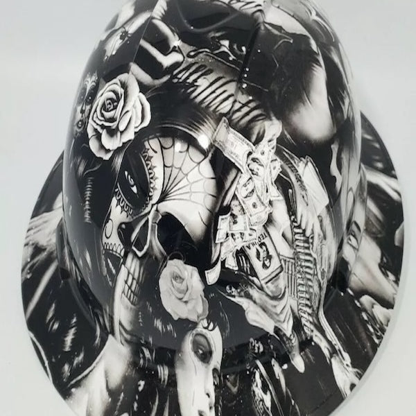 Full Brim Hard Hat Hydro Dipped DAY OF THE DEAD GIRLS