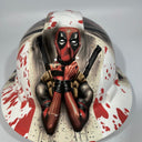 Full Brim Hard Hat Hydro Dipped DEAD POOL CARNAGE BLOOD SPLATTER