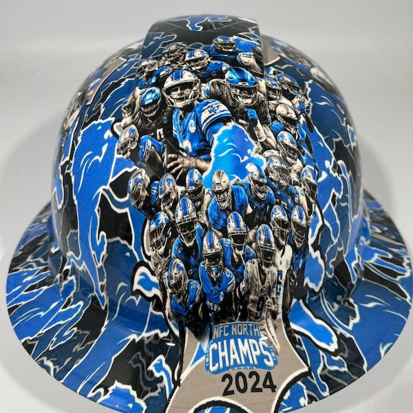 Full Brim Hard Hat Hydro Dipped DETROIT LIONS NFC NORTH CHAMPIONS 2024/2025
