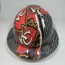 Full Brim Hard Hat Custom Hydro Dipped KANSAS CITY CHIEFS Carbon Fiber