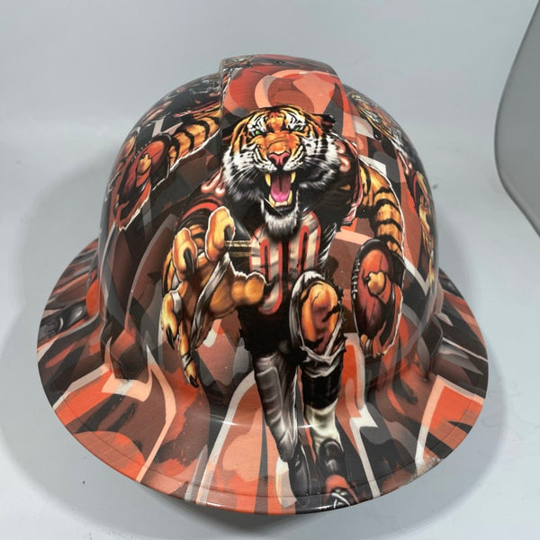 Full Brim Hard Hat Custom Hydro Dipped Bengals Fathead