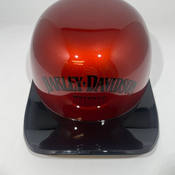 Baseball Cap Style Motorcycle Helmet Whiskey Fire w/Black Bill Bar & Shield