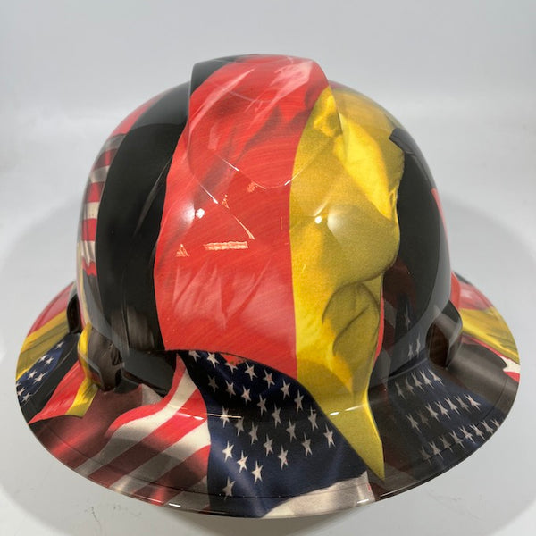 Full Brim Hard Hat Hydro Dipped GERMAN AMERICAN FLAG