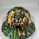 Full Brim Hard Hat Hydro Dipped Green Bay Packers Fat Head
