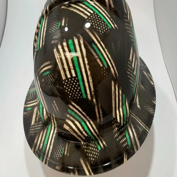 Full Brim Hard Hat Hydro Dipped Green Line Flag