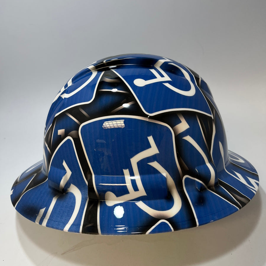 Full Brim Hard Hat Hydro Dipped HANDICAPPED PARKING SIGN