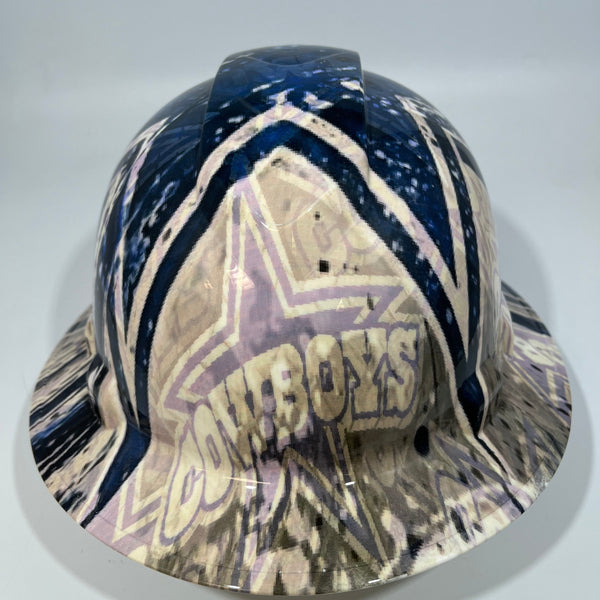 Full Brim Hard Hat Hydro Dipped DALLAS COWBOYS ABSTRACT