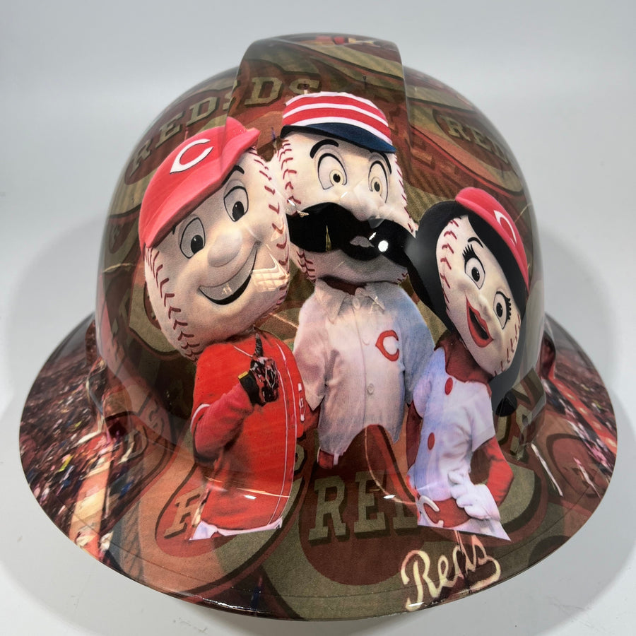 Full Brim Hard Hat Hydro Dipped CINCINNATI REDS
