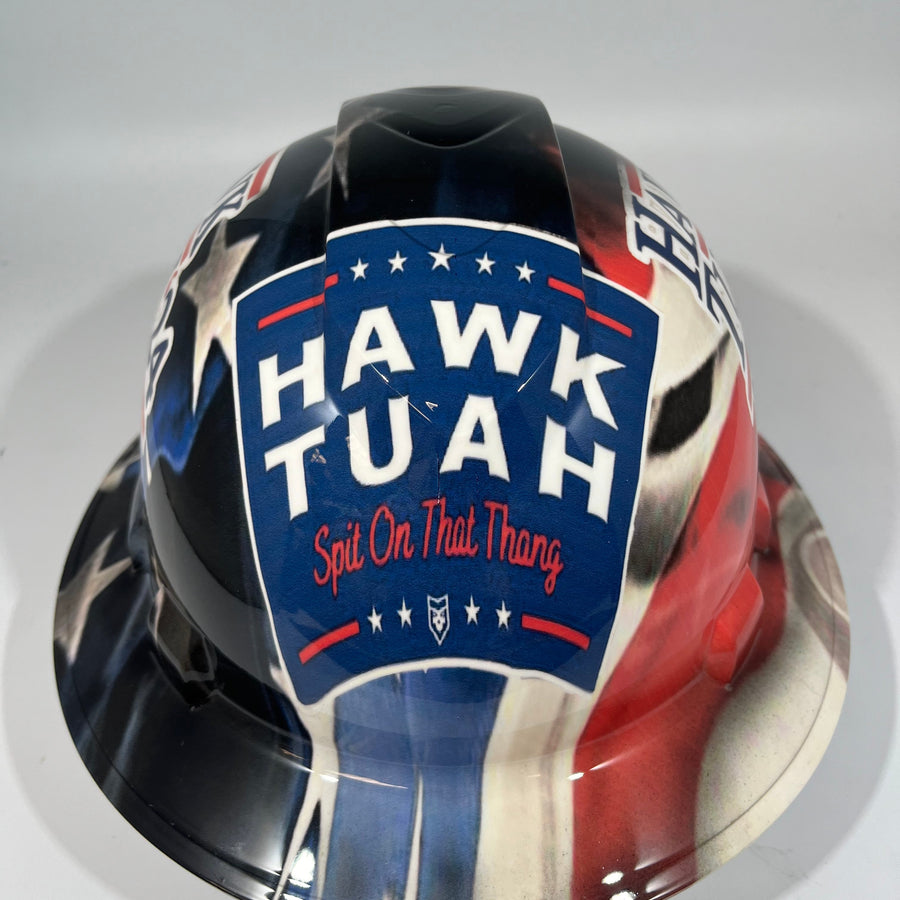 Full Brim Hard Hat Hydro Dipped HAWK TUAH 2024 SPIT ON THAT THING!