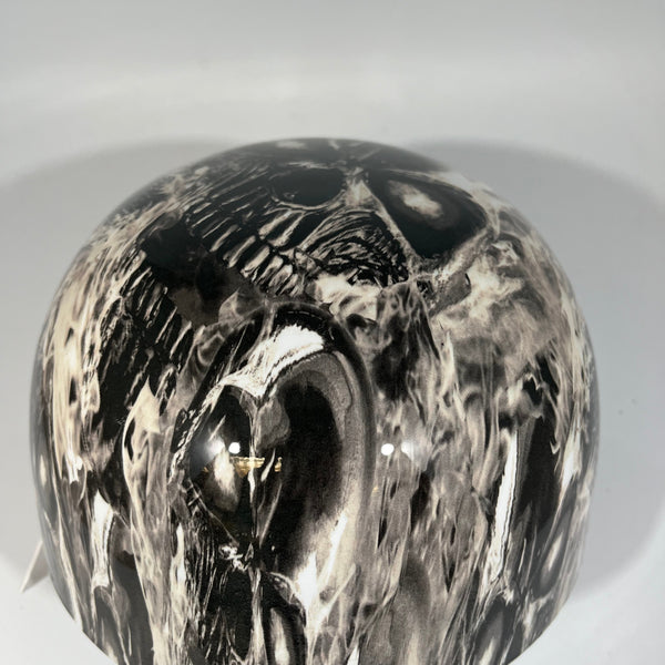 Baseball Cap Style Motorcycle Helmet CHROME SKULLS