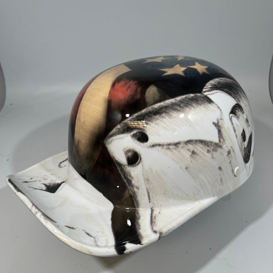 Baseball Cap Style Motorcycle Helmet RIP TEAR AMERICAN FLAG