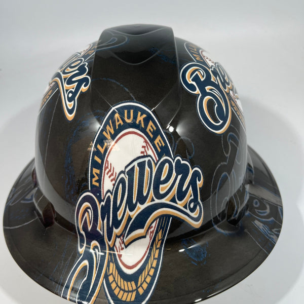 Full Brim Hard Hat Hydro Dipped MILWAUKEE BREWERS