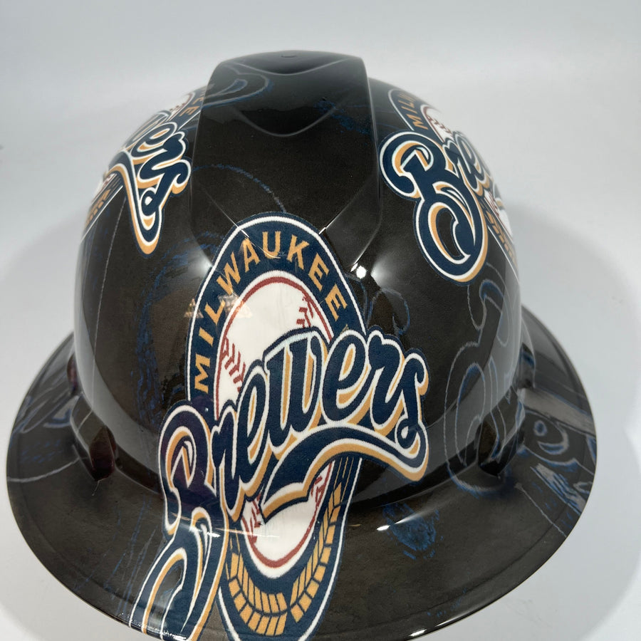 Full Brim Hard Hat Hydro Dipped MILWAUKEE BREWERS
