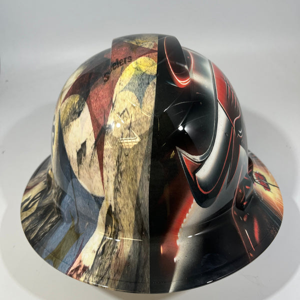 Full Brim Hard Hat Hydro Dipped STEELERS & BULLS