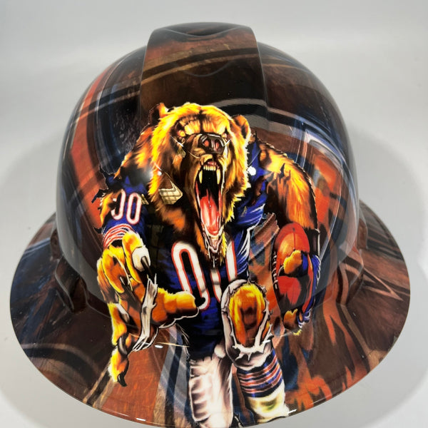 Full Brim Hard Hat Hydro Dipped CHICAGO BEARS