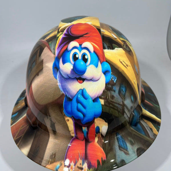 Full Brim Hard Hat Hydro Dipped PAPA SMURF
