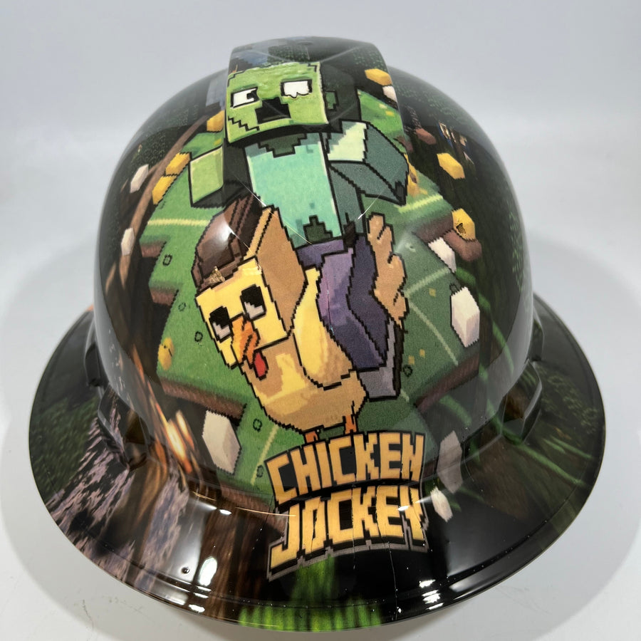 Full Brim Hard Hat Hydro Dipped MINECRAFT CHICKEN JOCKEY