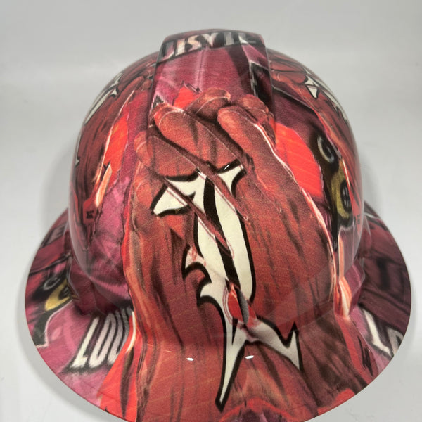 Full Brim Hard Hat Hydro Dipped LOUISVILLE CARDINALS