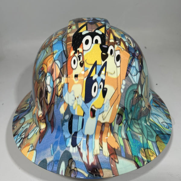 Full Brim Hard Hat Hydro Dipped BLUEY