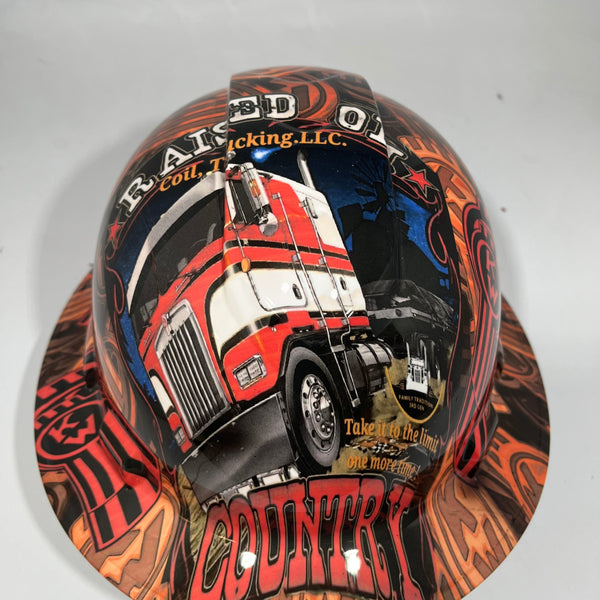 Full Brim Hard Hat Hydro Dipped RAISED ON COUNTRY