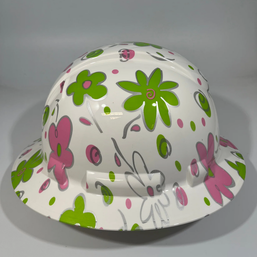 Full Brim Hard Hat Hydro Dipped FLORAL