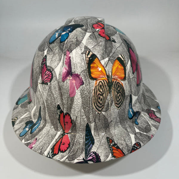 Full Brim Hard Hat Hydro Dipped BUTTERFLIES