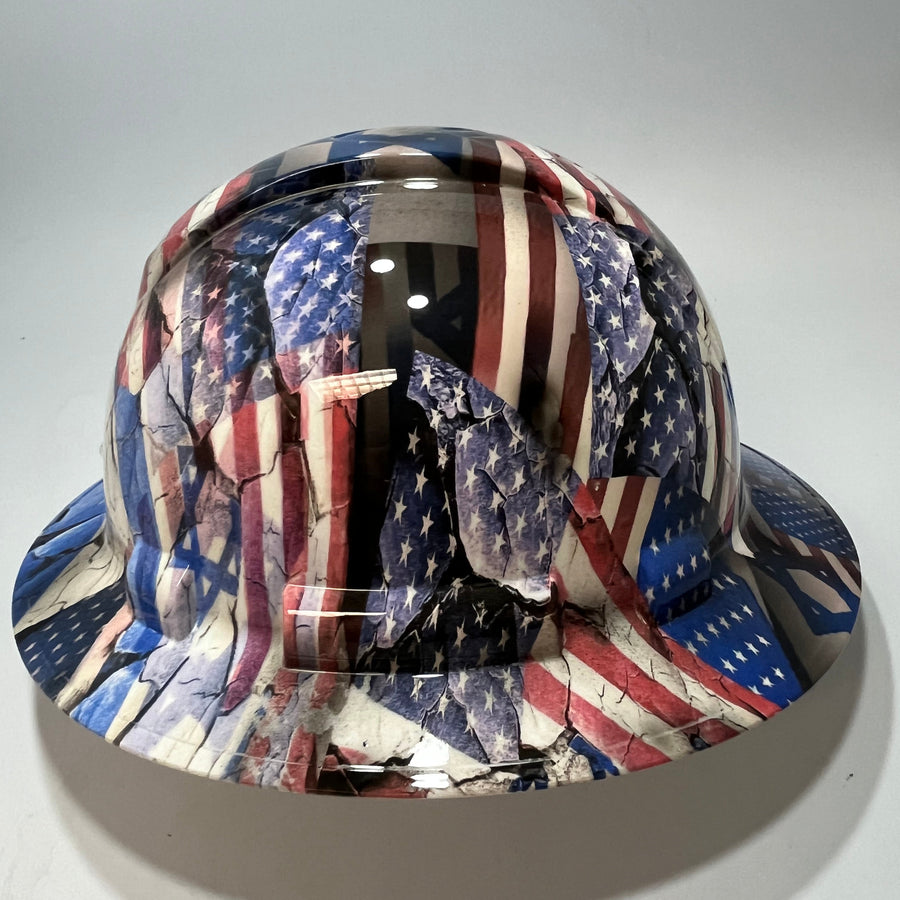 Full Brim Hard Hat Hydro Dipped ISRAEL US FLAG.