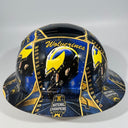 Full Brim Hard Hat Custom Hydro Dipped MICHIGAN WOLVERINES