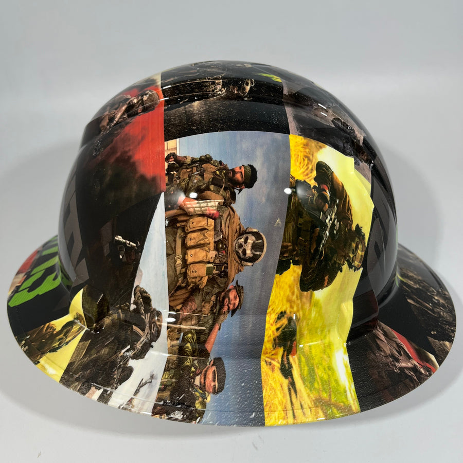 Full Brim Hard Hat Custom Hydro Dipped MW3 MODERN WARFARE 3 COD STICKER BOMB