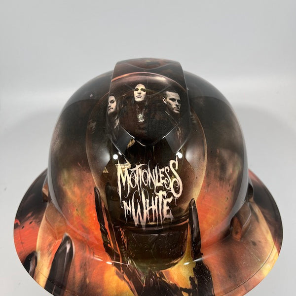 Full Brim Hard Hat Custom Hydro Dipped Motionless in White