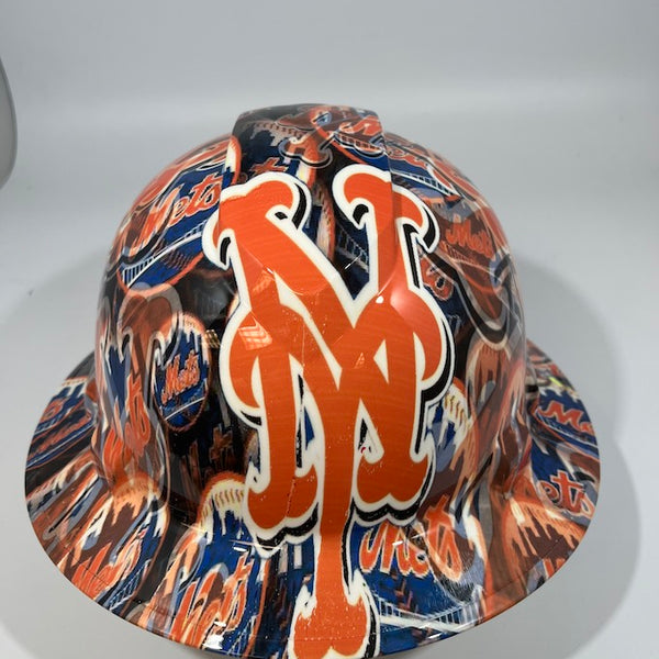 Full Brim Hard Hat Hydro Dipped NEW YORK METS